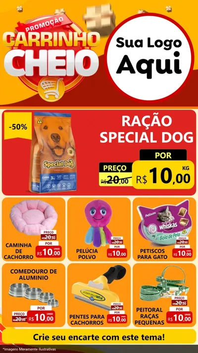 Modelo de Rede Social para Stories com o tema Promoção carrinho cheio para Pet Shop