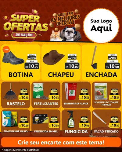 Modelo de Rede Social para Feed Instagram com o tema Super Oferta de Ração para Agropecuária