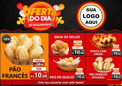 Modelo de Encarte para Encarte A4 Horizontal com o tema Oferta do Dia - Só hoje, Aproveite! para Padaria