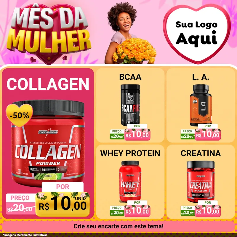 Modelo de Rede Social para Feed Facebook com o tema Mês da Mulher para Suplementos alimentares