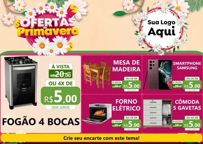 Modelo de Encarte para Encarte A4 Horizontal com o tema Ofertas de Primavera para Móveis e Eletro