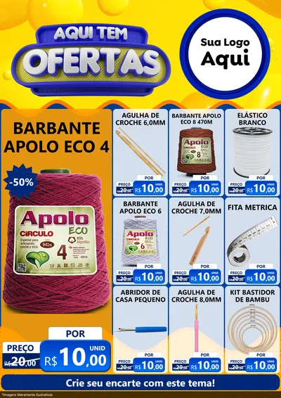Modelo de Encarte para Encarte A4 Vertical com o tema Aqui Tem Ofertas para Armarinho e Aviamentos