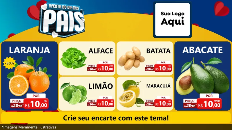 Modelo de TV para TV Horizontal com o tema Oferta Do Dia Dos Pais para Hortifrúti