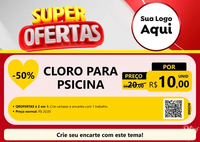 Modelo de Cartaz para Cartaz A4 Horizontal com o tema Super Ofertas para Produtos para Piscina