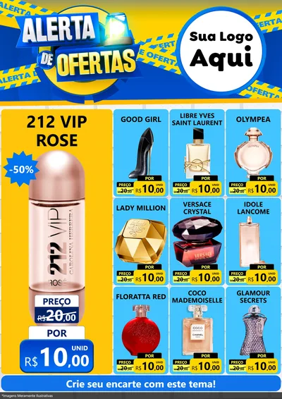 Modelo de Encarte para Encarte A4 Vertical com o tema Alerta de Ofertas para Perfumes