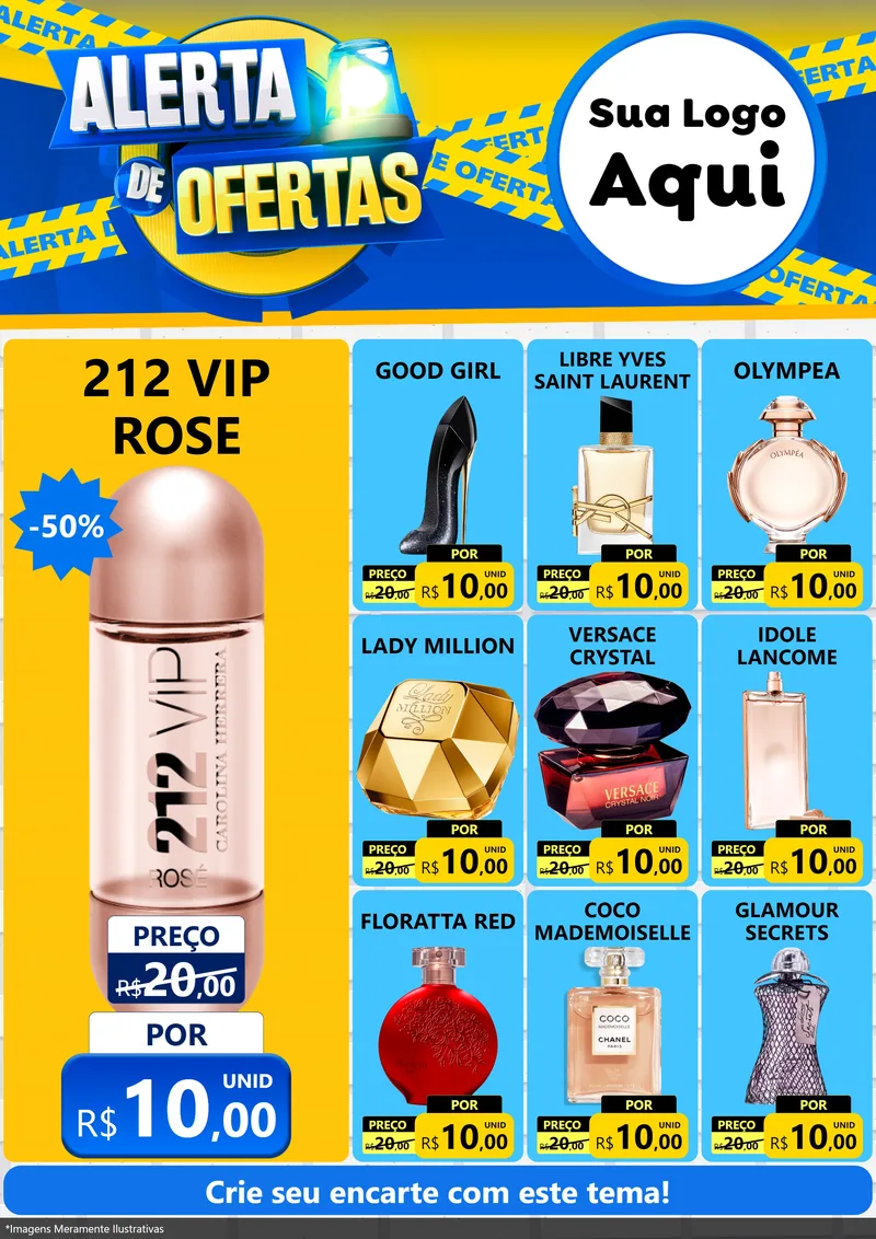 Modelo de Encarte para Encarte A4 Vertical com o tema Alerta de Ofertas para Perfumes
