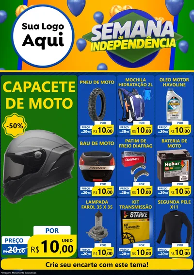 Modelo de Encarte para Encarte A4 Vertical com o tema Semana da Independência para Moto peças