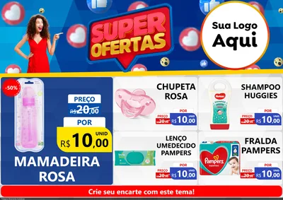 Modelo de Encarte para Encarte A4 Horizontal com o tema Super Ofertas para Bebês