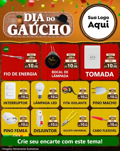 Modelo de Rede Social para Feed Instagram com o tema Dia do Gaúcho para Materiais Elétricos