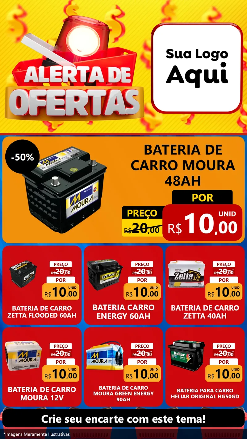 Modelo de Rede Social para Stories com o tema Alerta de Ofertas para Baterias Elétricas