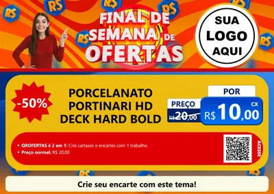 Modelo de Cartaz para Cartaz A4 Horizontal com o tema Final de Semana de Ofertas para Pisos e revestimentos