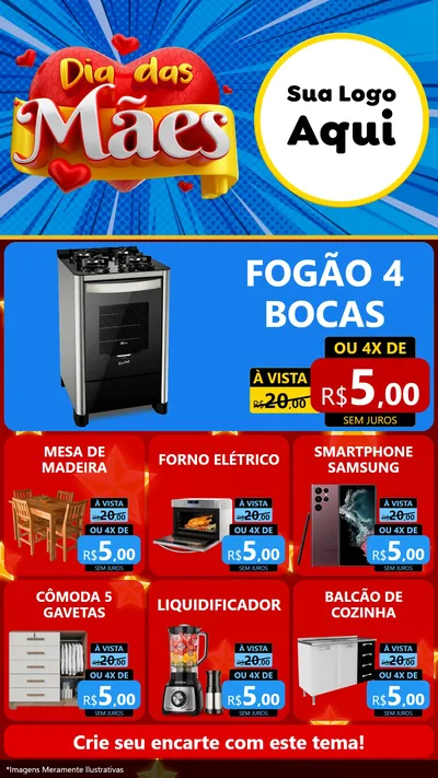 Modelo de Rede Social para Stories com o tema Dia das Mães para Móveis e Eletro