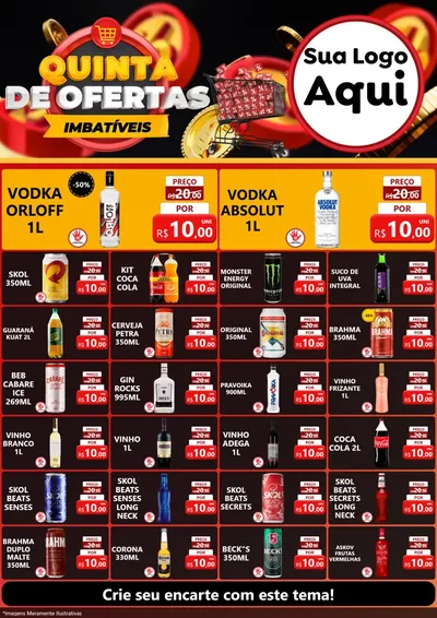 Modelo de Encarte para Encarte A4 Vertical com o tema Quinta de Ofertas Imbatíveis para Distribuidora de bebidas