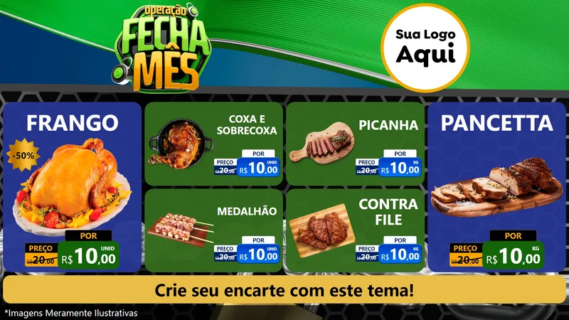 Modelo de TV para TV Horizontal com o tema Operação Fecha Mês para Assados