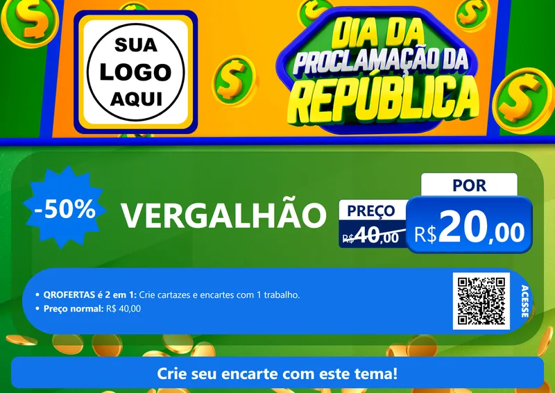 Modelo de Cartaz para Cartaz A4 Horizontal com o tema Dia Da Proclamação da República para Ferragens