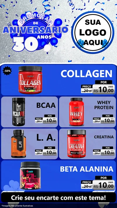 Modelo de TV para TV Vertical com o tema Promoção de Aniversário - 30 Anos para Suplementos alimentares