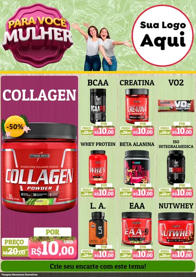 Modelo de Encarte para Encarte A4 Vertical com o tema Para Você Mulher para Suplementos alimentares