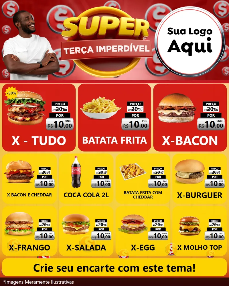 Modelo de Rede Social para Feed Instagram com o tema Super Terça Imperdível para Hamburgueria