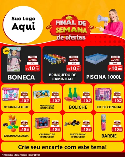 Modelo de Rede Social para Feed Instagram com o tema Final de Semana de Ofertas para Brinquedos