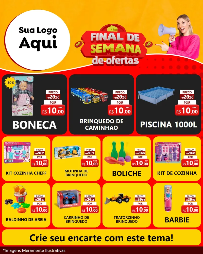 Modelo de Rede Social para Feed Instagram com o tema Final de Semana de Ofertas para Brinquedos