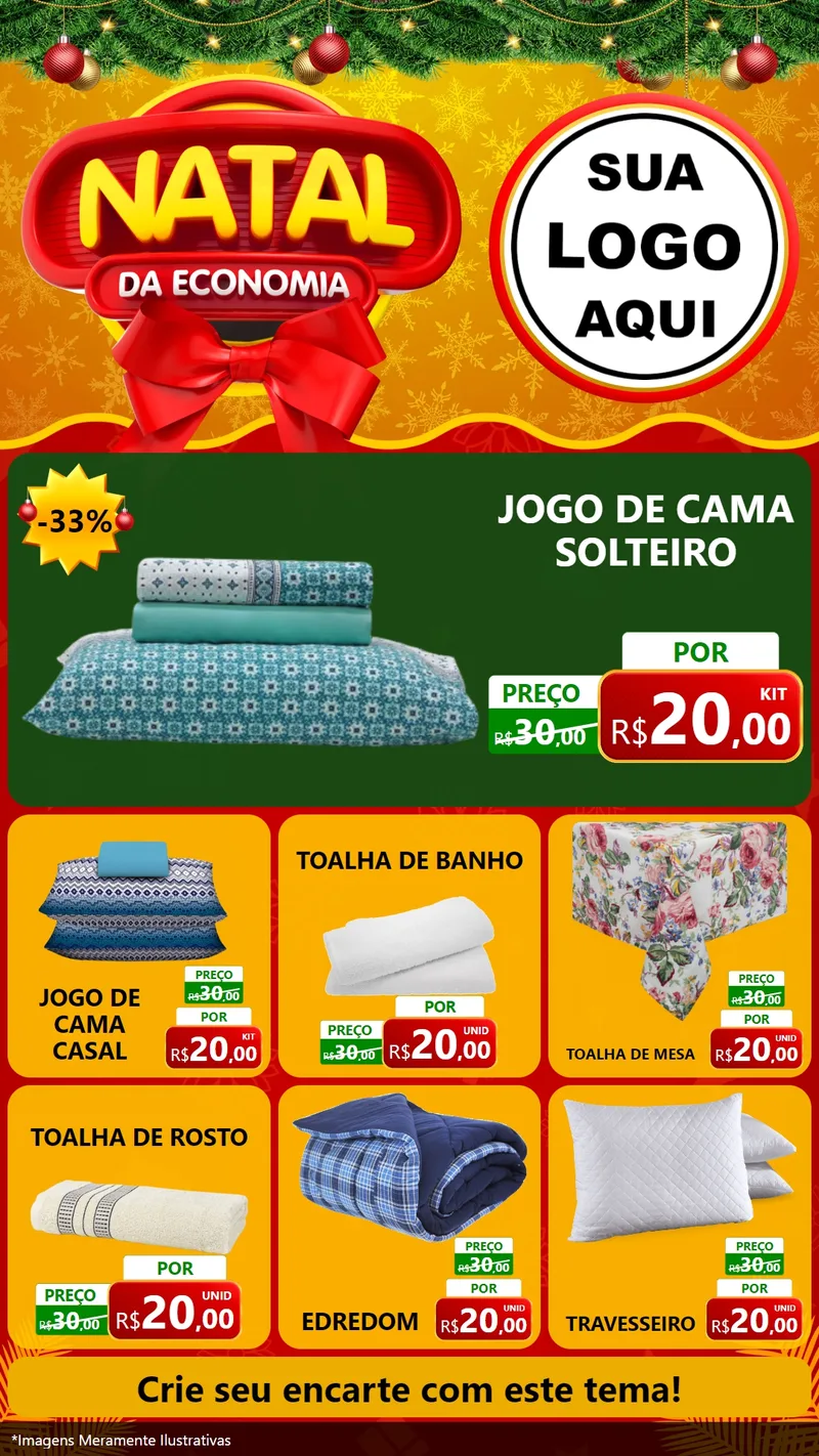 Modelo de Rede Social para Stories com o tema Natal da Economia para Cama, Mesa e Banho
