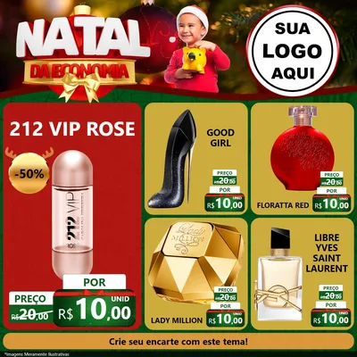Modelo de Rede Social para Feed Facebook com o tema Natal da Economia para Perfumes