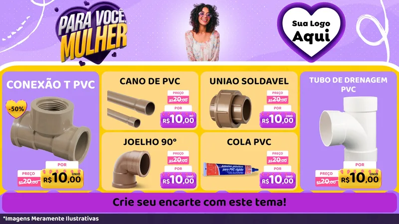 Modelo de TV para TV Horizontal com o tema Para Você, Mulher para Tubos e conexões