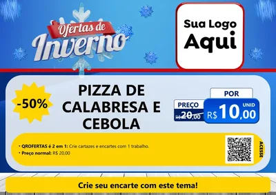 Modelo de Cartaz para Cartaz A4 Horizontal com o tema Ofertas de Inverno para Pizzaria