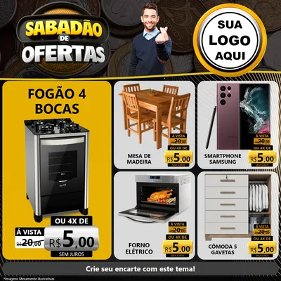 Modelo de Rede Social para Feed Facebook com o tema Sabadão de Ofertas para Móveis e Eletro