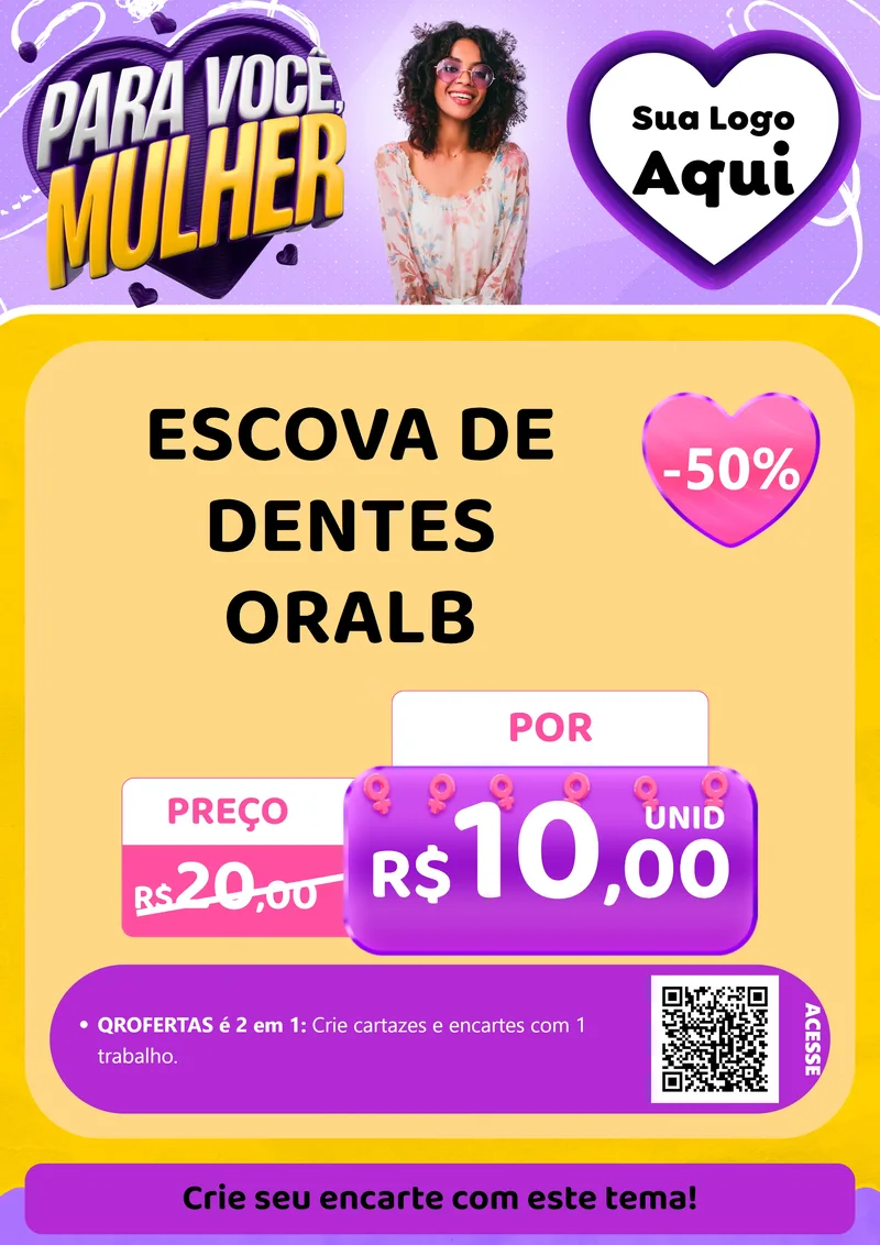 Modelo de Cartaz para Cartaz A4 Vertical com o tema Para Você, Mulher para Higiene Pessoal