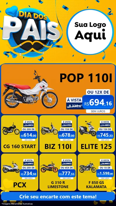Modelo de Rede Social para Stories com o tema Dia dos Pais para Concessionaria de Motos