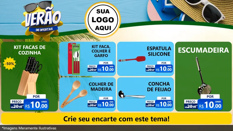 Modelo de TV para TV Horizontal com o tema Verão de Ofertas para Utilidades Domésticas