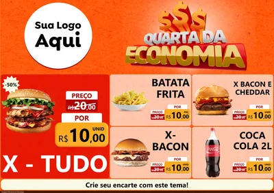 Modelo de Encarte para Encarte A4 Horizontal com o tema Quarta da Economia para Hamburgueria