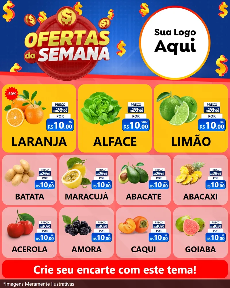 Modelo de Rede Social para Feed Instagram com o tema Ofertas Da Semana para Hortifrúti