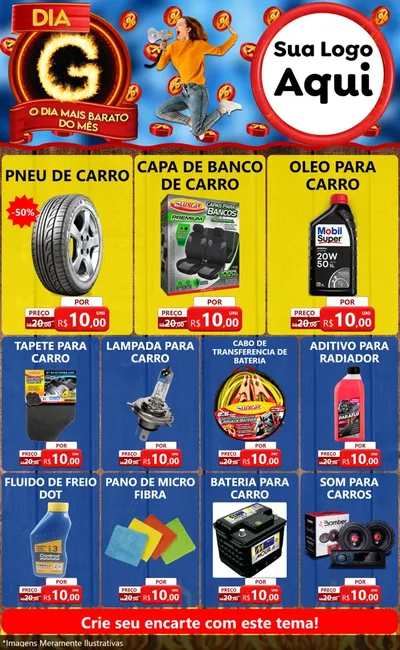 Modelo de Encarte para Encarte Grande com o tema Dia G - O Dia Mais Barato Do Mês para Auto peças