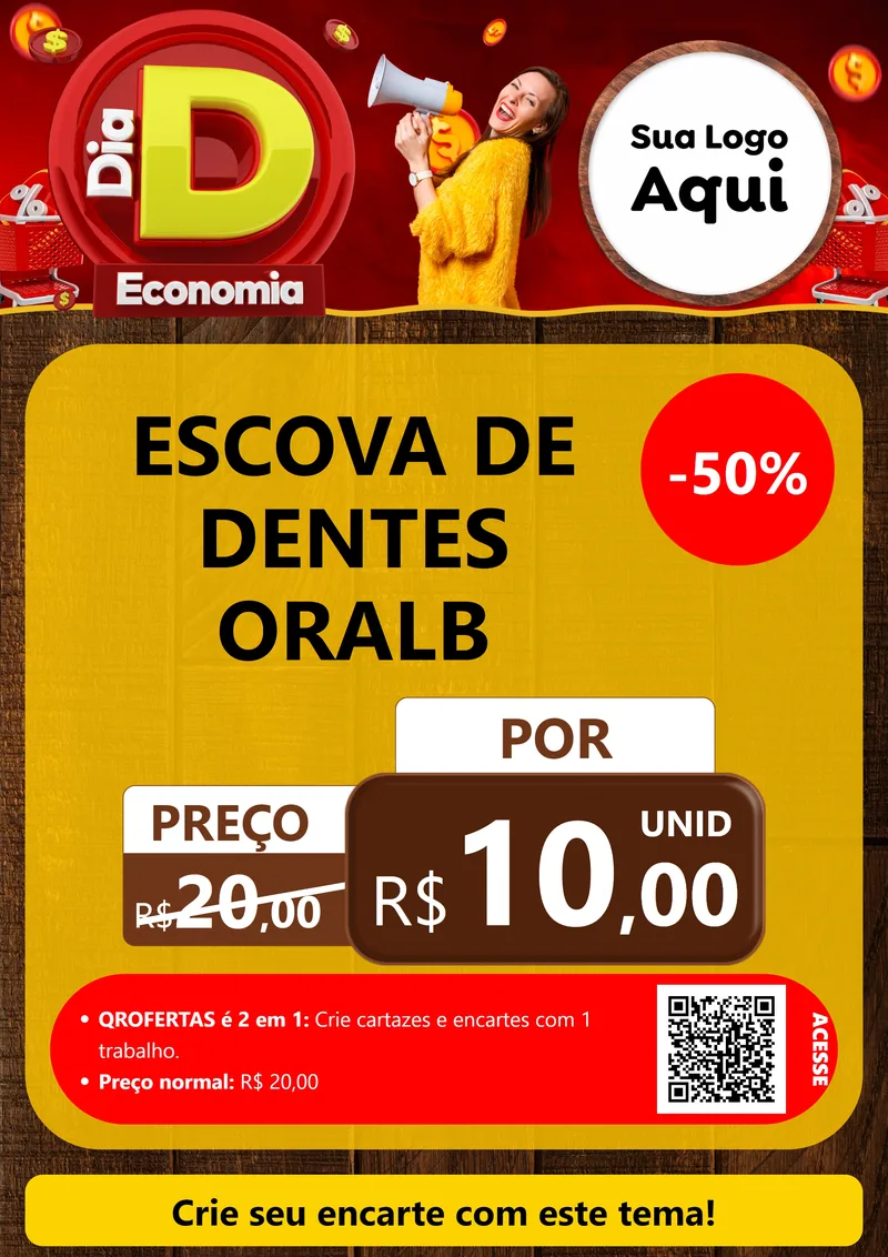 Modelo de Cartaz para Cartaz A4 Vertical com o tema Dia D Economia para Higiene Pessoal