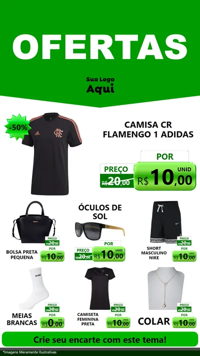 Modelo de Rede Social para Stories com o tema Ofertas Verde Cartaz para Roupas e acessórios