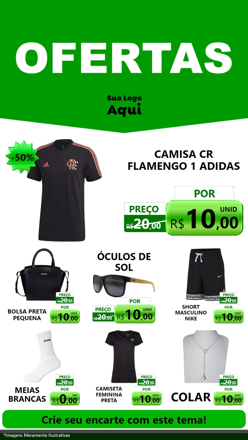 Modelo de Rede Social para Stories com o tema Ofertas Verde Cartaz para Roupas e acessórios