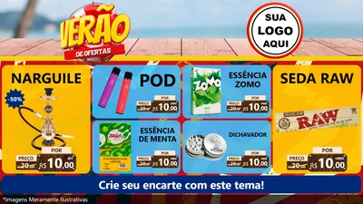 Modelo de TV para TV Horizontal com o tema Verão de Ofertas para Tabacaria