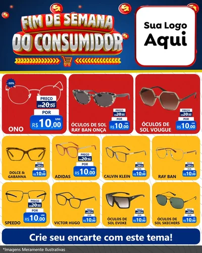 Modelo de Rede Social para Feed Instagram com o tema Fim de Semana do Consumidor para Óticas