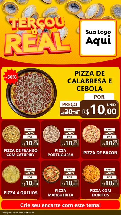 Modelo de Rede Social para Stories com o tema Terçou do Real para Pizzaria