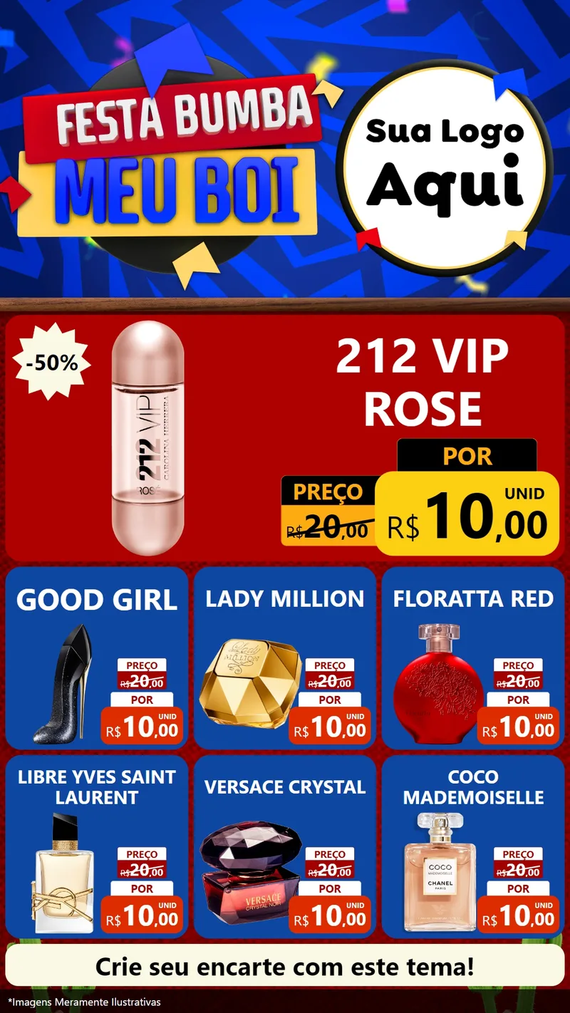 Modelo de Rede Social para Stories com o tema Festa Bumba meu Boi para Perfumes