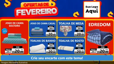 Modelo de TV para TV Horizontal com o tema Ofertas de Fevereiro para Cama, Mesa e Banho