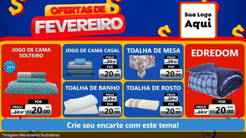 Modelo de TV para TV Horizontal com o tema Ofertas de Fevereiro para Cama, Mesa e Banho