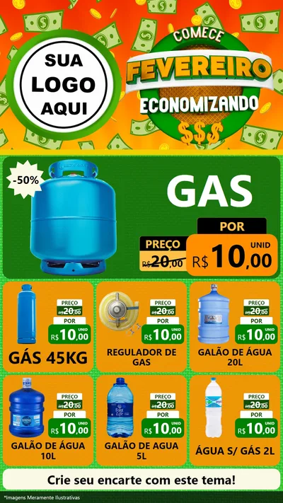 Modelo de Rede Social para Stories com o tema Comece Fevereiro Economizando para Água e gás