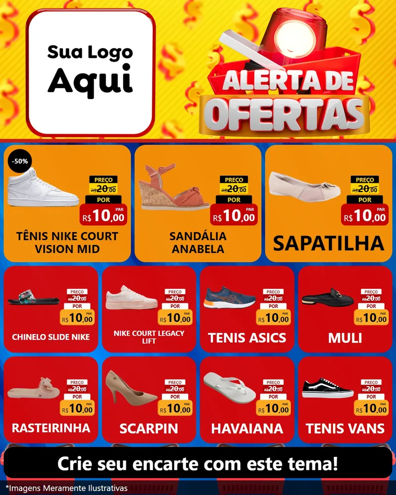 Modelo de Rede Social para Feed Instagram com o tema Alerta de Ofertas para Calçados