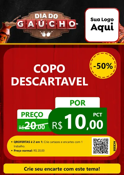 Modelo de Cartaz para Cartaz A4 Vertical com o tema Dia do Gaúcho para Embalagens