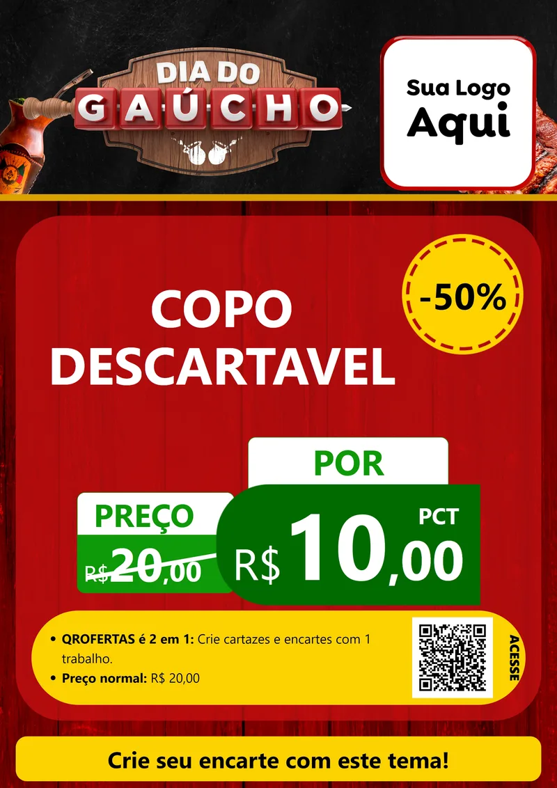 Modelo de Cartaz para Cartaz A4 Vertical com o tema Dia do Gaúcho para Embalagens