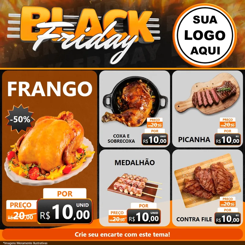 Modelo de Rede Social para Feed Facebook com o tema Black Friday para Assados