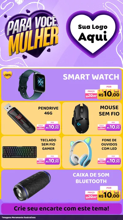 Modelo de TV para TV Vertical com o tema Para Você, Mulher para Informática